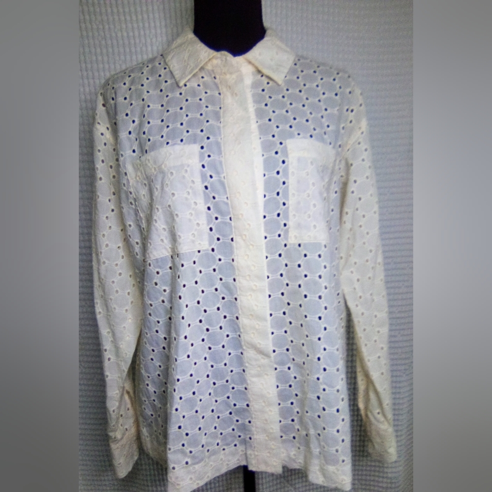 Alfani eyelet long sleeve blouse
